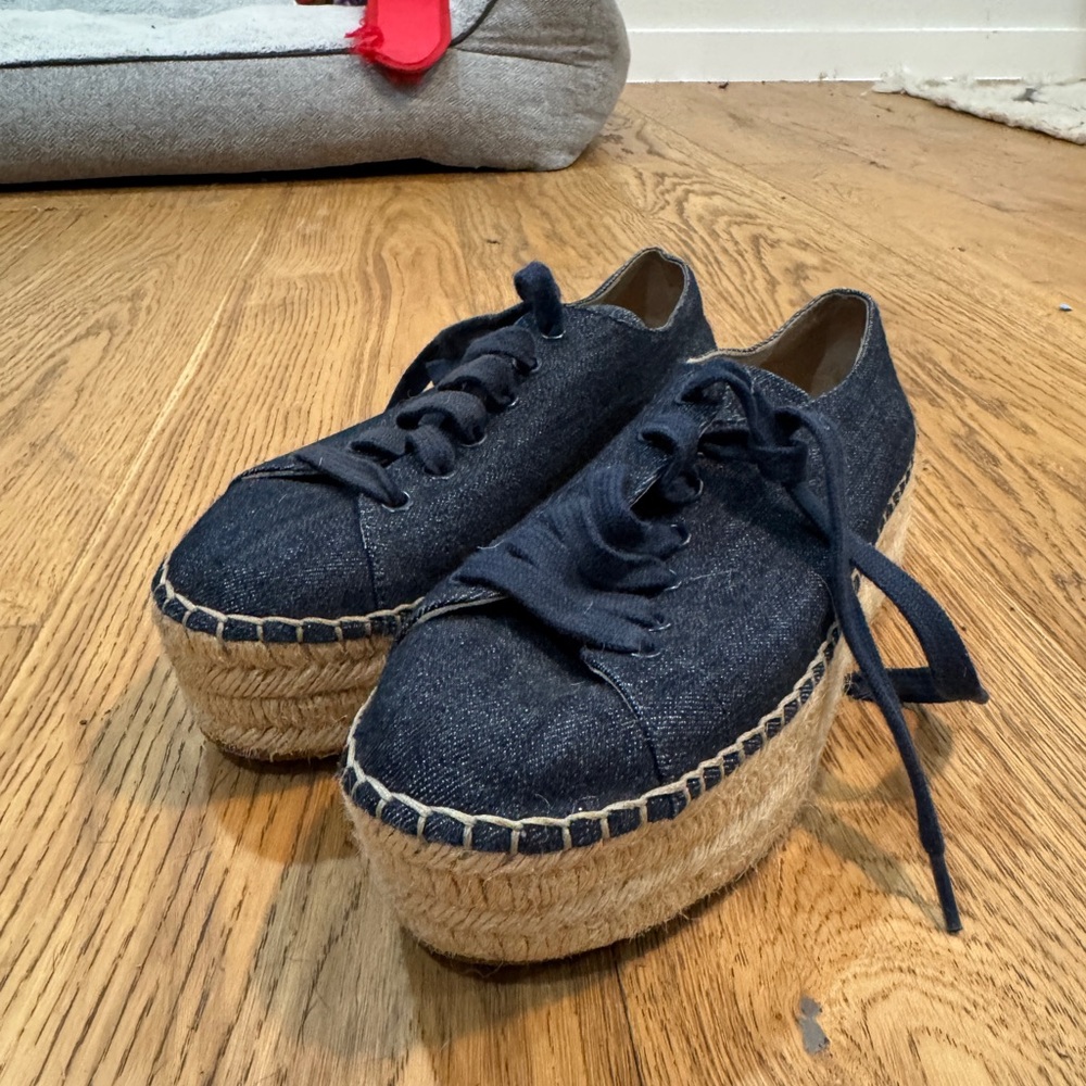 Prada Denim Platform Espadrille Sneakers